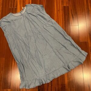 Popsugar Chambray Denim Blue Dress Lyocell Sleeveless Ruffled Hem Shift XXL / 2X